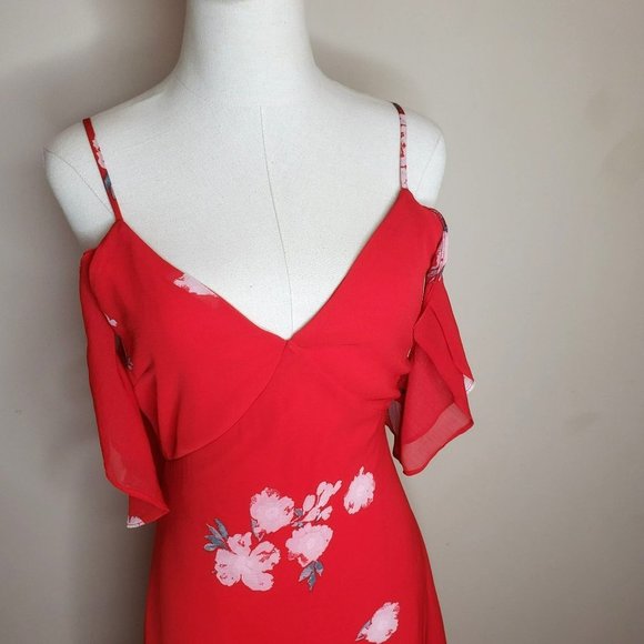 Chic Red Floral High Low Dress - Picture 3 of 11